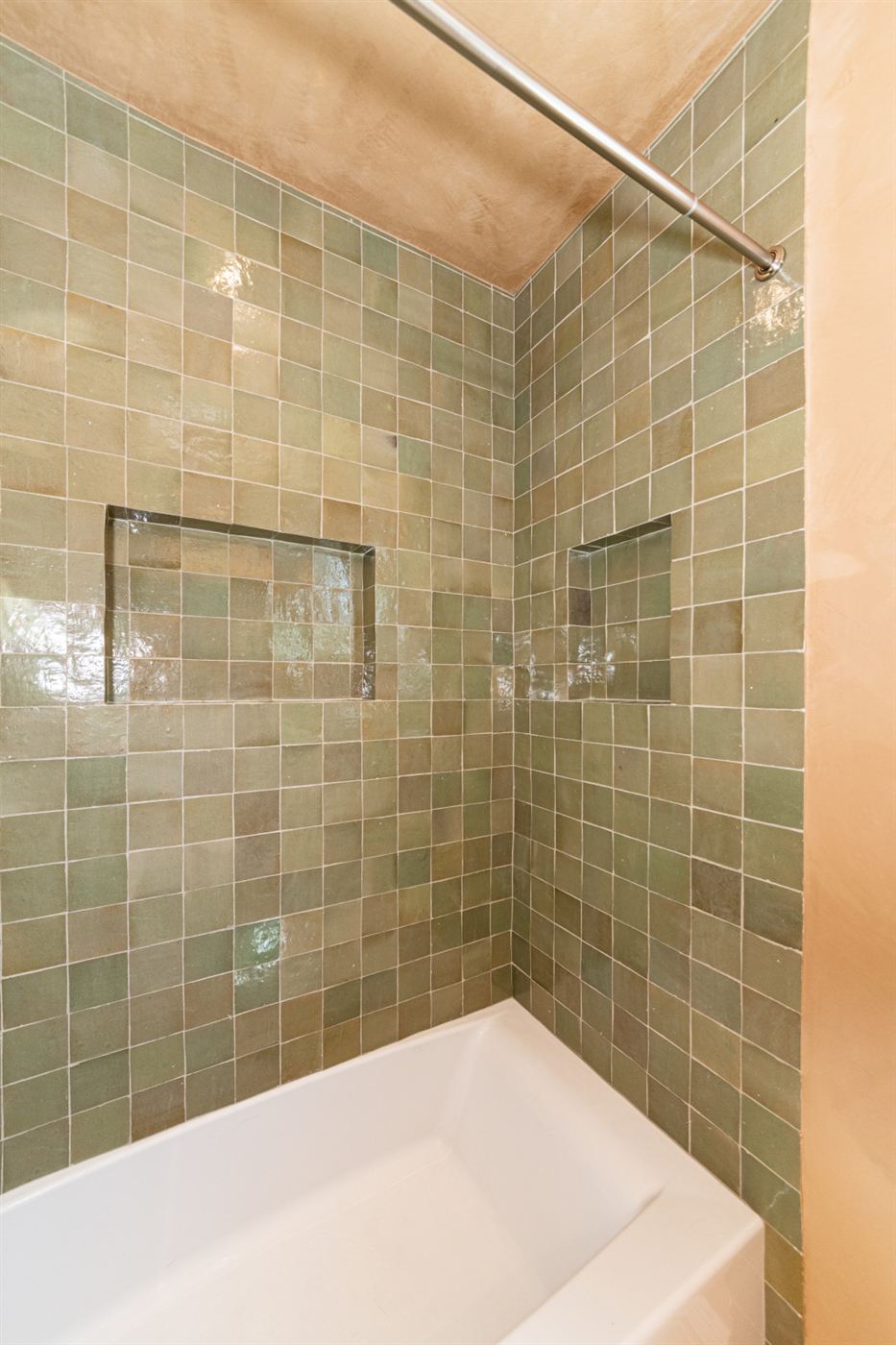 Woodland Hills bathroom — custom oak double vanity with white quartz countertop, by ARKO Remodeling